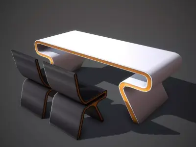 Desk Sci Fi Low-poly 3D model