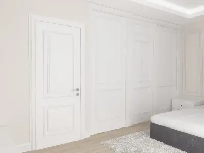 bedroom with walls and wooden floors 3D model