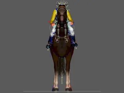  Racing horse with jockey 