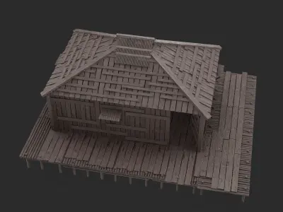 Fantasy Wooden House - Jungle Hut 1 3D model
