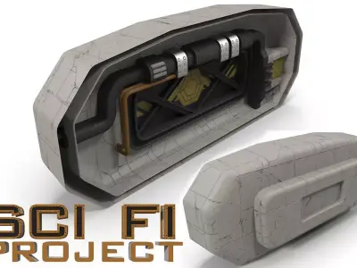 Sci Fi interior dead end  Low-poly 3D model