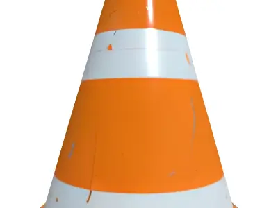 Realistic Worn Traffic Cone Low-poly 3D model