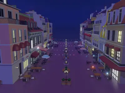 Metaverse Coffee Alley Low-poly 3D model