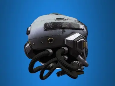 Robot damaged helmet  Low-poly 3D model