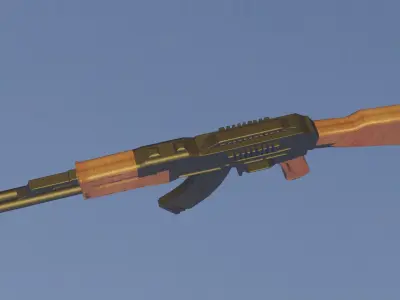 AK47 game ready rifle on sky Low-poly 3D model
