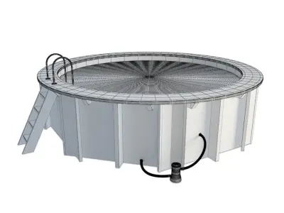 Wooden Round Swimming Pool  3D model