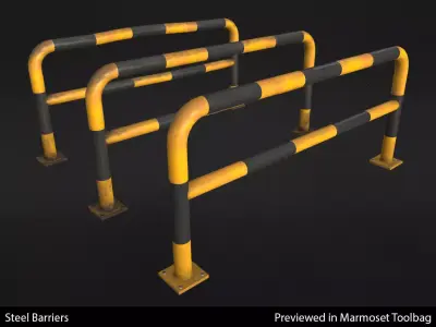 Steel Barriers - In-Game Ready  Low-poly 3D model