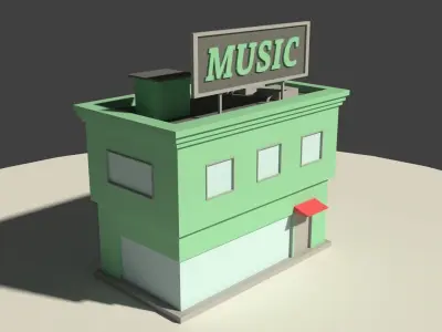 Low Poly Music Store Low-poly 3D model