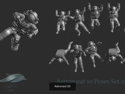 50 astronaut 3D Model Pack