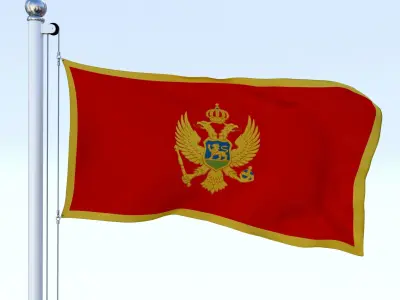 Animated Montenegro Flag Low-poly 3D model