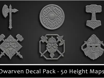 3DT Dwarven Ornamental Decal and Stamp Pack Low-poly 3D model