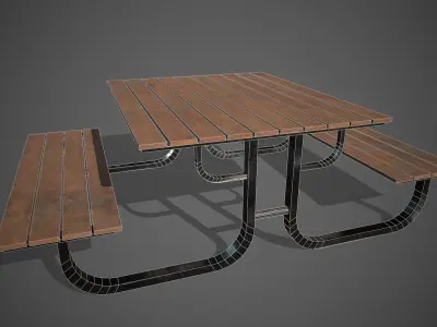 Park Bench Low-poly 3D model 2
