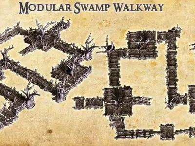 Modular Swamp Walkway Tabletop Terrain 28 MM 3D print model