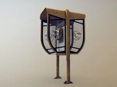 NoviSad PhoneBooth double YELLOW Low-poly 3D model