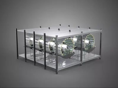 INDOOR ARRAY ROW SHELF RACK TRAY ROTARY HYDROPONIC PLANT FARM UP 3D model