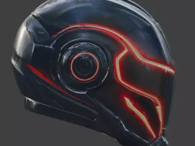 Cyber-Synthetic Interceptor Helmet 3D Model Low-poly 3D model
