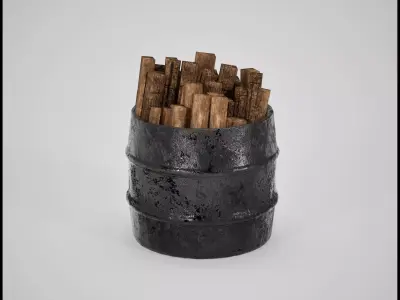 Tin Barrel  Game Ready 3D Asset Low-poly 3D model