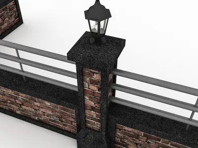 3D Garden Wall Low-poly 3D model