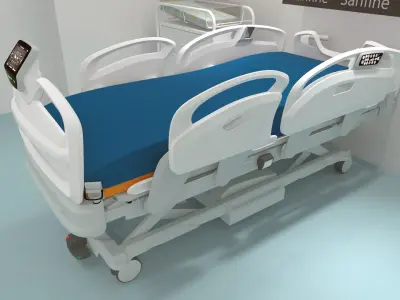  Hospital Room With Neonatal Crib Blue Floor 