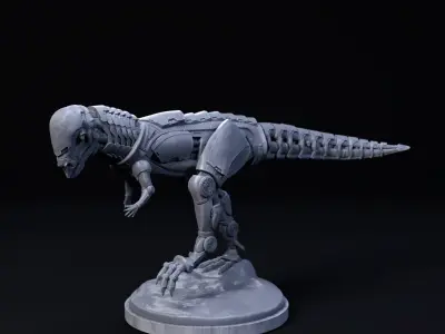Pachycephalosaurus mecha robot 32mm scale pre-supported dinosaur 3D print model