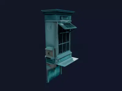 Mystic Teal Storefront Facade 3D model