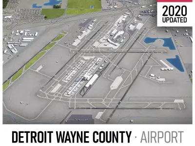 Detroit Airport Low-poly 3D model