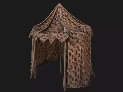 Ancient Tent Market Stall  Low-poly 3D model