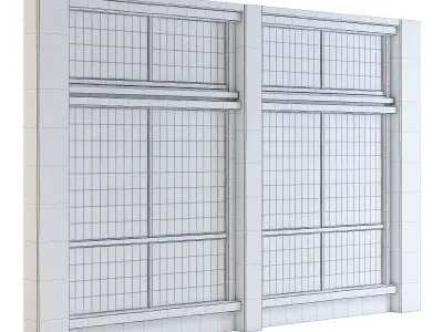 Factory Front Wall with Windows 3D model