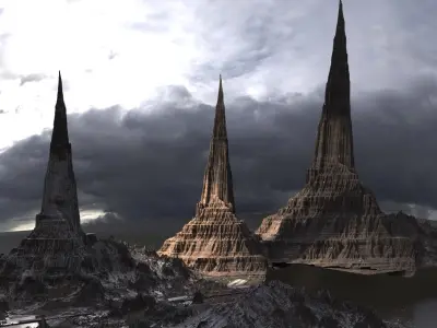 Spiked Epic mountains 3D model