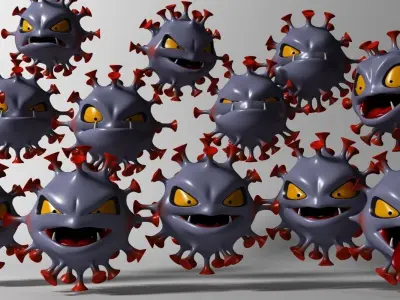 Cartoon Coronavirus Low-poly 3D model