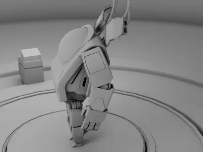 next gen robot and laboratory  rigged - animated character 3D model