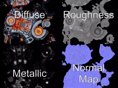 Futuristic Spherical Drone Model Pack with Advanced Detailing Low-poly 3D model