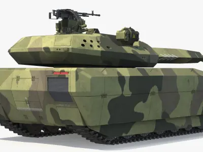Armored Stealth Tank with Dual Armament Camouflage Green 3D model