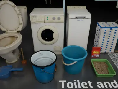 Post Soviet Toilet and Bathroom UE4 Low-poly 3D model