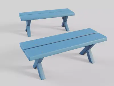 Cartoon Bench 2 Low-poly 3D model