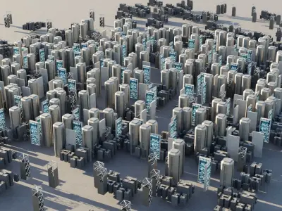 Sci-fi City Buildings 03 Low-poly 3D model