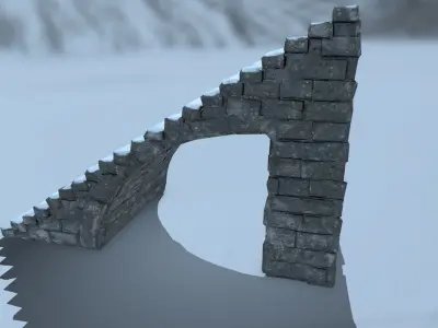 stairs set of in snow Low-poly 3D model