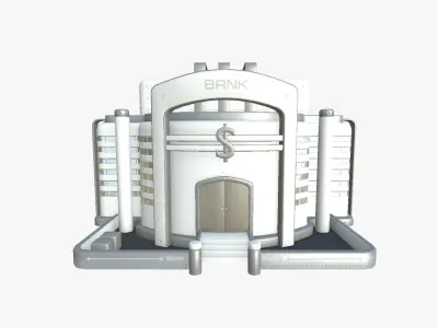 SciFi Bank A02 White Gray - Sci Fi Exterior Design Low-poly 3D model