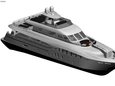 yacht 3d model motor boat showing front and boat Low-poly 3D model