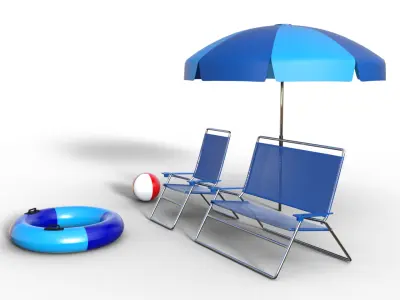 Beach Umbrella Ball Chair 3D model Low-poly 3D model