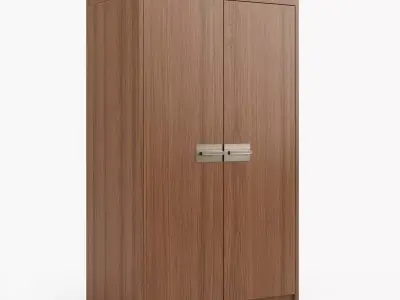 Minimalist Walnut Double Wardrobe 3D Model Low-poly 3D model
