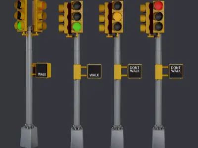 Traffic Light 01 Low Poly Game Ready Low-poly 3D model