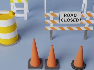 Traffic Barriers  Low-poly 3D model