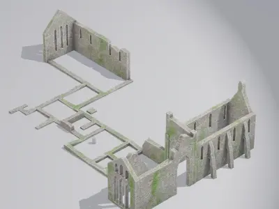 Grey Abbey - ruined church Low-poly 3D model