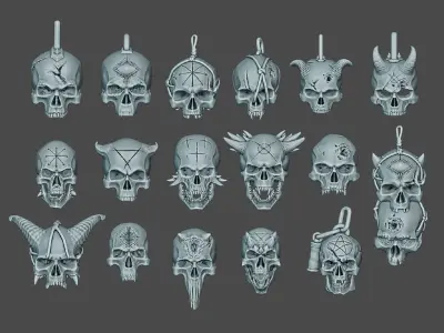 Chaos Space Marines Skulls Set  3D print model