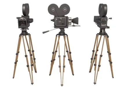 Vintage Video Camera and Tripod 3D model