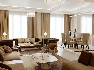 Modern Neoclassical Living Room  3D Model 3D model