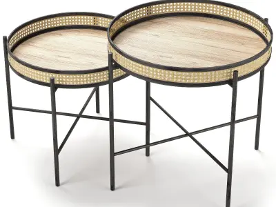 Rattan wooden table 3D model