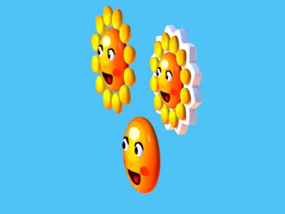 Summer Sun Logotype Sign - Subdivision 3D model