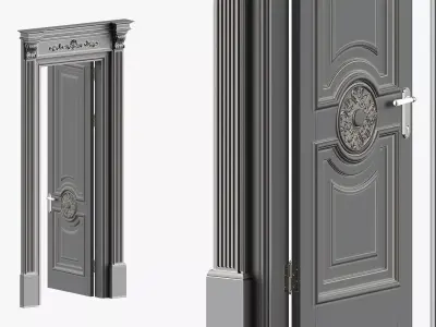 Classic style painted wooden doors 3D model